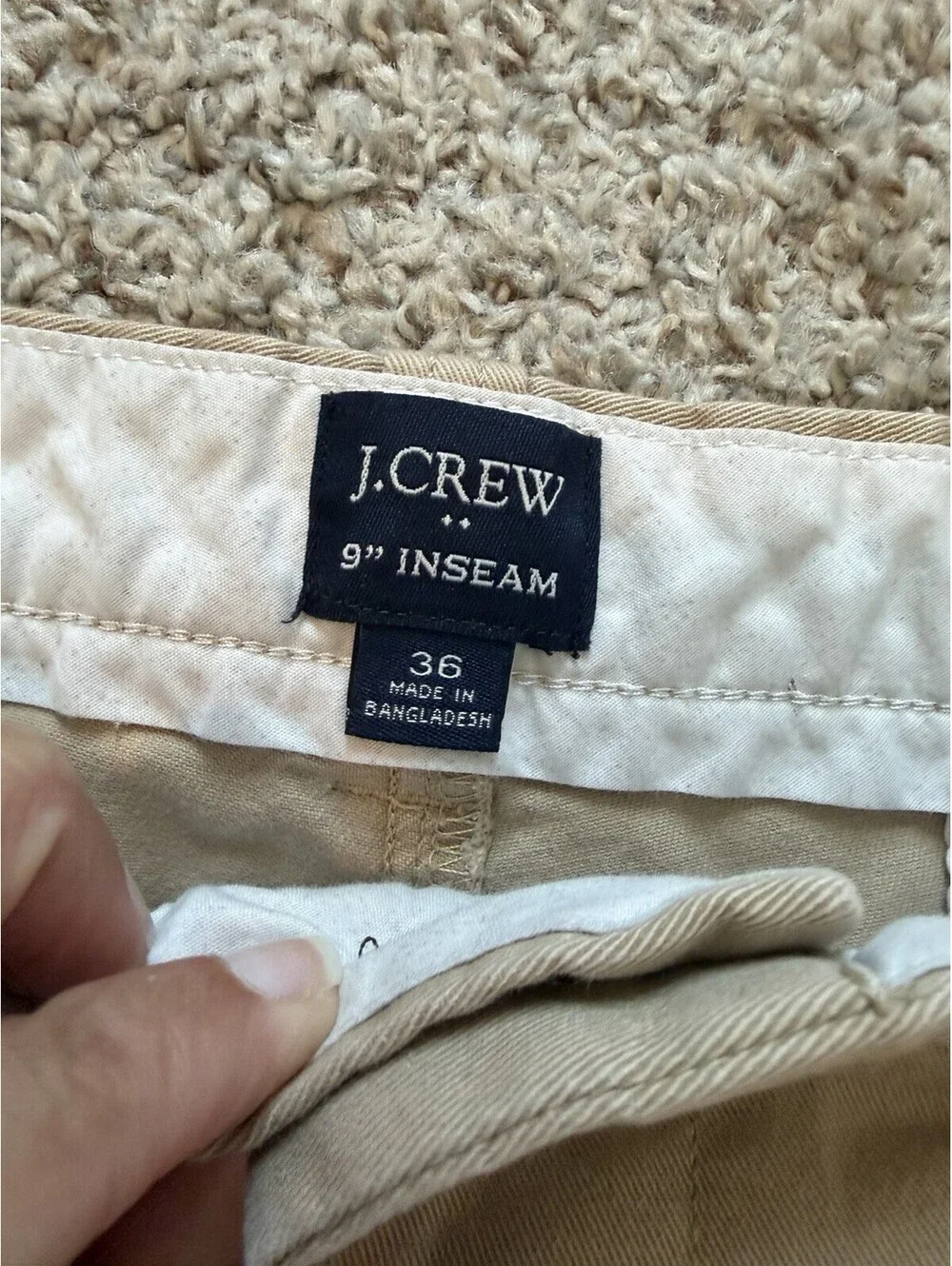J.Crew Men’s Khaki Chino Shorts Flat Front 9” Inseam Size 36 Classic Preppy